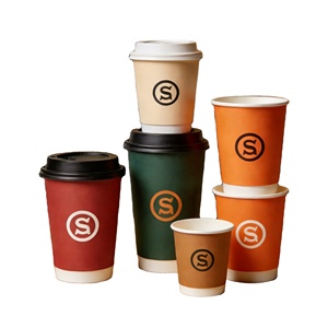 แก้วกาแฟกระดาษคราฟท์สองชั้นพิมพ์ลายตามสั่งพร้อมฝาปิด |   ดีไซน์แบบหุ้มฉนวน เหมาะสำหรับเครื่องดื่มร้อนและอาหารแบบนำกลับบ้าน - Product Image 1