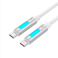 Cable de Datos de Nailon con Conductor de Cobre Puro, Carga Rápida Tipo-C de 240W 5A/6A, con Luz de Aromaterapia Integrada