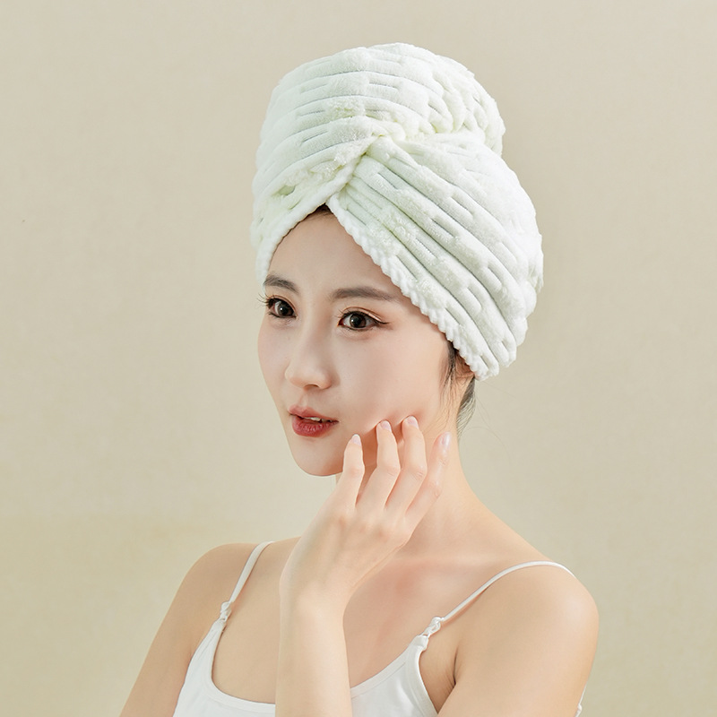 Gorro de secado para el cabello triangular de una sola capa, color blanco hueso.