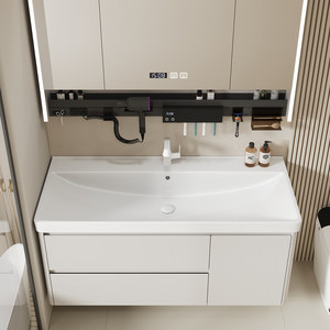 ตู้ห้องน้ำอัจฉริยะทันสมัยพร้อมอ่างล้างหน้าเซรามิกแบบฝังในตัว - Product Image 2