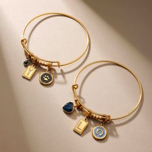 <span class=keywords><strong>Bracelet</strong></span> jonc ajustable en acier inoxydable personnalisé à la mode avec breloques interchangeables multi-styles, cadeau pour femme, bijoux - Product Image 1