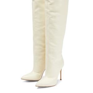<span class=keywords><strong>Bottes</strong></span> à talons fins en cuir PU <span class=keywords><strong>Beige</strong></span>, <span class=keywords><strong>bottes</strong></span> longues à bout pointu pour femmes, chaussures d'hiver, grande taille, 2022 - Product Image 4