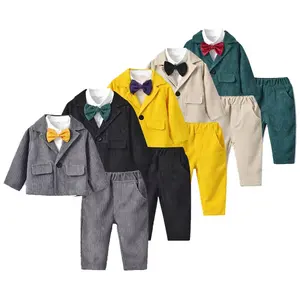 Vêtements de soirée pour bébé garçon, ensemble 3 pièces, costume pour enfants, manteau chemise et pantalon, anniversaire pour enfants, style occidental, 2020