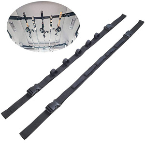 Support de canne à pêche avec sangles en nylon noir à 2 rayures pour le rangement des cannes à pêche dans la voiture - Product Image 2