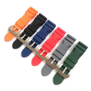 HUANLONG Luxury <b>Silicone</b> <b>Rubber</b> Watch Strap, 26mm Band with Stainless Steel Buckle for Pam Watch - Product Image 4