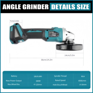 Amoladora Angular Inalámbrica de Litio Recargable de 18 V para <span class=keywords><strong>DGA504</strong></span>, Kit de Herramientas Eléctricas de Pulido y Corte de 4 Velocidades, 800 W para Bricolaje - Product Image 6