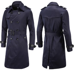 Manteau <span class=keywords><strong>trench</strong></span> long pour homme, coupe slim, double boutonnage - Product Image 2