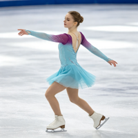 Robe de patinage et de danse pour enfants et adultes, dégradé violet-bleu, manches longues en maille, dos orné de strass, pour compétition et spectacle de patinage sur glace