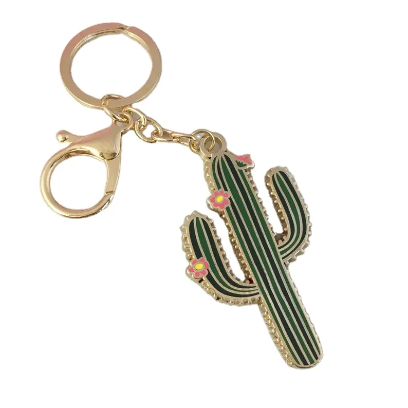 Vuelos de cactus esmalte llavero de logotipo personalizado marvel planta llave cadenas flor esmalte clave fob anillos