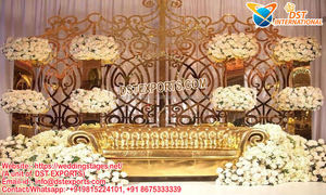 แบ็คดรอปโลหะสำหรับงานแต่งงาน,เฟรมโลหะสีทองดีไซน์ใหม่แผ่นโลหะสำหรับงานแต่งงาน - Product Image 2