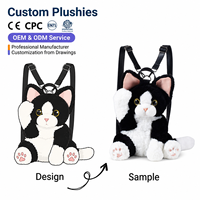 Sac à dos en peluche personnalisé, mignon et de style dessin animé, avec rembourrage en coton PP et doublure en maille, cadeau d'anniversaire, peluche super douce, tailles personnalisées