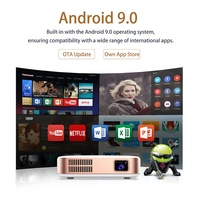 Mini projecteur DLP de poche, système intelligent Android 9.0, home cinéma, mise en miroir sans fil, batterie intégrée, voyage, camping, vidéo 4K