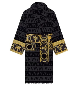 High-end Luxo Custom Bathrobe Set 100% Algodão Tecido Material Toalha Jacquard Tecido atacado roupão