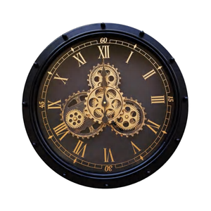 Hiện Đại Bằng Gỗ Di Chuyển Bánh Đen Retro Đồng Hồ Treo Tường Cho Phòng Khách Phong Cách Đen Bằng Gỗ Đồng Hồ Treo Tường - Product Image 3