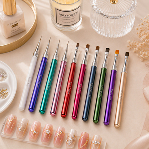 Ensemble de pinceaux à ongles personnalisés avec logo, poils dégradés verts, capuchon de protection, maintien stable du gel, outil pour gel UV, pour salon et manucure DIY - Product Image 2