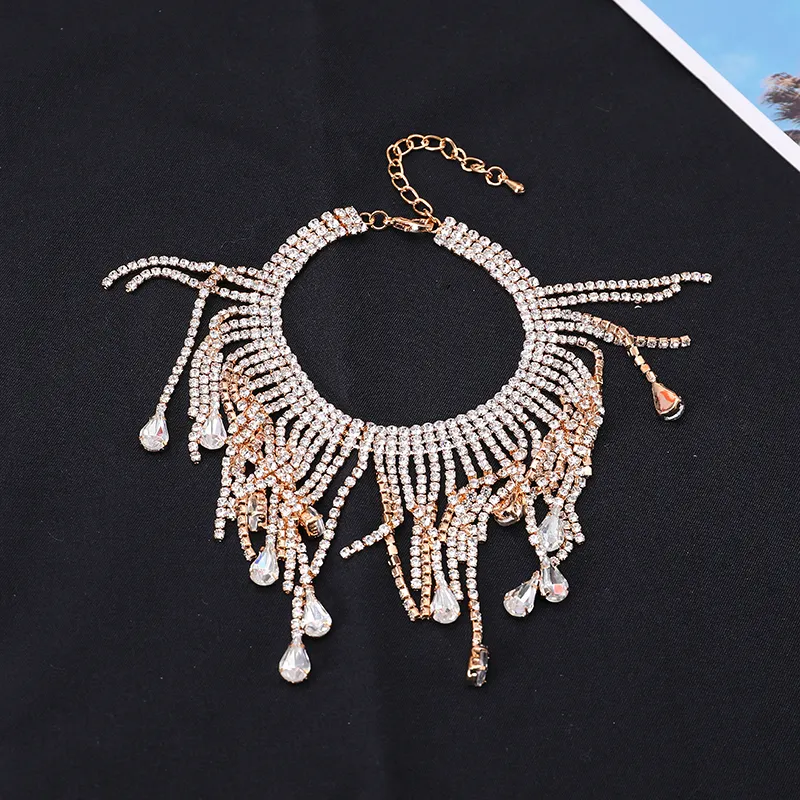 Dropshipping Products 2023 Fashion Gold Plated Filled Jewelry Snake Charm Tassel Silver Rhinestone Anklet Wholesale For Women