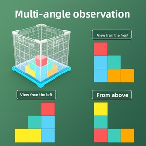 Set de Observación de Orientación de Cubos, Demostrador Magnético de Objetos con Diagrama de Tres Vistas y Cuadrícula, para Matemáticas de <span class=keywords><strong>Primaria</strong></span> - Product Image 4