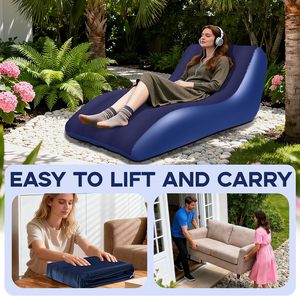 Flocked S Curve <b>Inflatable</b> Recliner <b>Sofa</b> PVC Air Lounge Chair Waterproof Portable Beach Camping Family Rest <b>Inflatable</b> <b>Sofa</b> Bed - Product Image 6