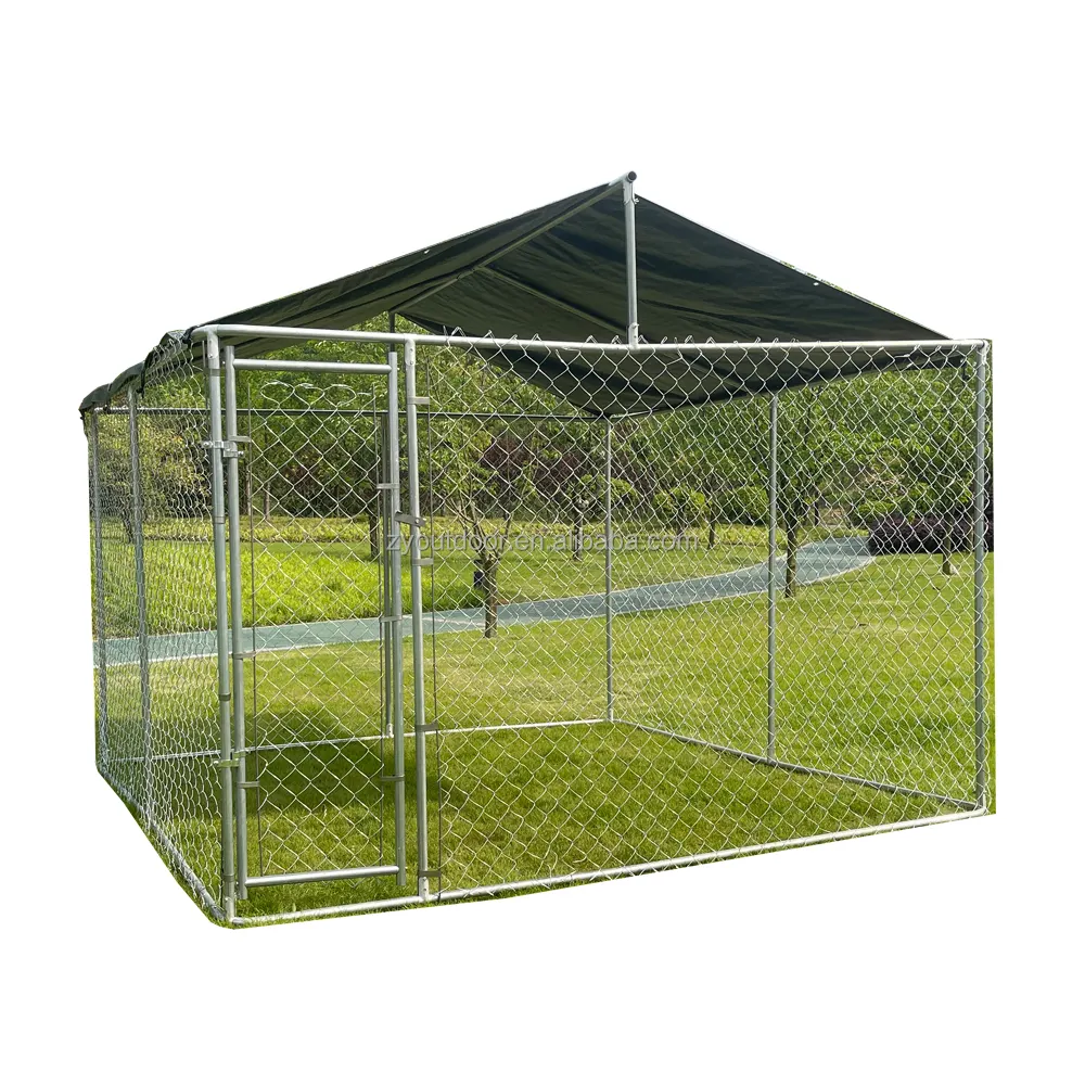 Grand chenil extérieur de cage de chien de grillage résistant grand pour la ferme avec la couverture imperméable facile se réunissent jouant et se reposant