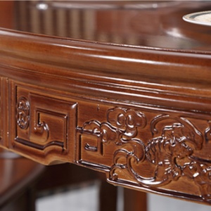Grande table ronde en bois massif avec plateau tournant à induction - Product Image 6