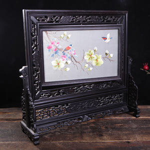 Handmade Embroidered Table <b>Screen</b> Floral Pattern Silk Craft Home Decoration Living Room Bedroom Study - Product Image 4