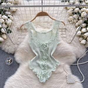 Haut en tricot tendance pour <span class=keywords><strong>femme</strong></span> avec dentelle élégante – Style ajusté et jeune - Product Image 5