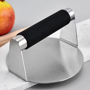 Alat Penekan Hamburger Anti Lengket Dengan Gagang Anti Panas, Penghancur <span class=keywords><strong>Burger</strong></span> Baja Tahan Karat untuk Memasak di Panggangan Datar - Product Image 1