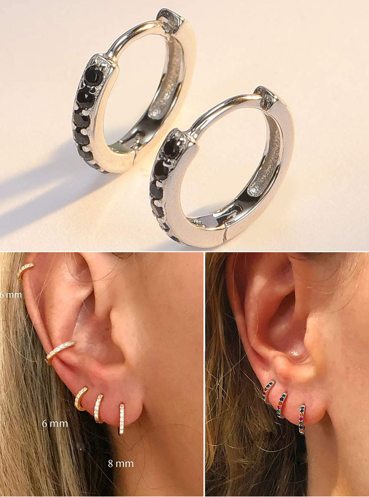 925 prata esterlina prata zircônia cúbica zirpina minúscula breolas de huggie de moda de moda de gole de arco de ouro touco touco touco touco 