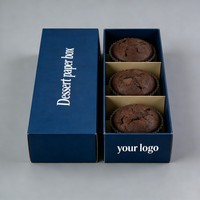 Boîte cadeau haut de gamme pour biscuits avec base et couvercle en feuille d'or, boîte en papier pour biscuits au chocolat bleu foncé à l'encre de soja, vente chaude, boîte rigide 2 pièces pour snacks