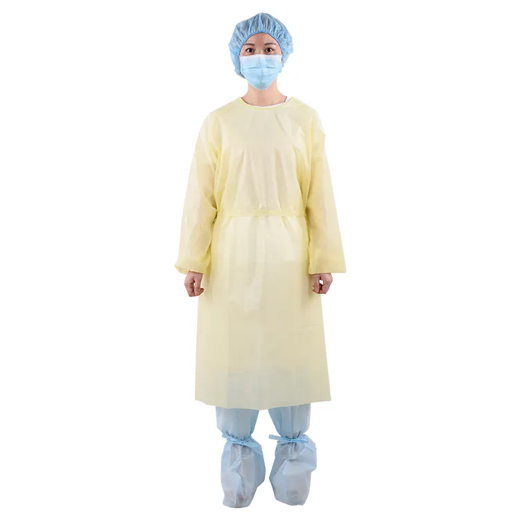 Protection jetable robes avec trou de pouce hôpital CE pp sms cpe stratifié non tissé 45gsm