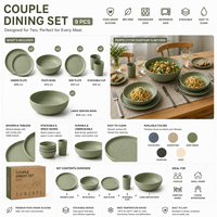 Ensemble de vaisselle en silicone sans BPA de Waker Manufacturers avec assiettes, bols, tasses et saladier pour la cuisine et le camping