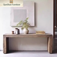 Console rétro longue en bois massif à 2 niveaux, étagère de rangement d'entrée personnalisable