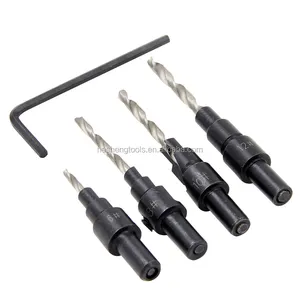 5pcs HSS4241 Countersink מקדחה נגרות מקדח סט קידוח חורי טייס עבור בורג גדלים #5 #6 #8 #10 #12