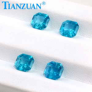 พลอยแซฟไฟร์สังเคราะห์สีอะความารีนทรงธรรมชาติ  พร้อมคริสตัลภายใน - Product Image 5