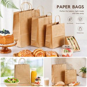 Sac en papier kraft brun personnalisé avec logo pour restaurant, vente au détail, livraison à emporter, emballage alimentaire, pain, SOS - Product Image 5