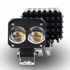 Motorfiets Schijnwerper Projector Lens Dual Color Mini Led Koplamp Geel Wit Rijlamp Universeel Voor Vrachtwagens Suv Atv Auto 'S