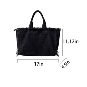 Borse in Tela alla Moda per Uso Quotidiano Femminile, Borse a Tracolla con Nappine, Grande Capacità - Product Image 4