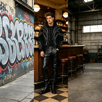 Veste ODM personnalisée pour homme, coupe classique, en molleton patchwork 100% coton, coupe-vent, écologique, à fermeture éclair, style streetwear d'automne