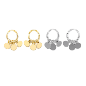 Orecchini a Cerchio Angelina con Tre Dischi Rotondi Placcati Oro e Argento, Design Minimalista per Uso Quotidiano 46603 - Product Image 1