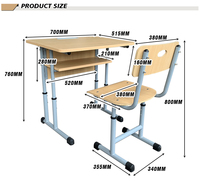 Bureau et chaise d'école modernes avec finition en bois clair pour les salles de classe Montessori, les hôpitaux, les bureaux à domicile