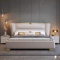 Lit rembourré en bois de style moderne et simple pour chambre d'hôtel, taille king ou queen, vente en gros, pas cher