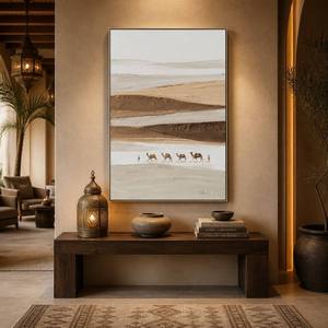 Peinture à l'huile décorative murale de haute qualité, 100% faite à la main, scène du désert, encadrée, pour salon, chambre à coucher, décoration intérieure - Product Image 1