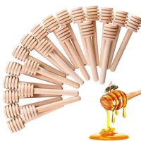 Mini palitos de miel de madera con logotipo personalizado de 4 pulgadas con herramienta de cuchara de 8CM para el hogar y el restaurante Aplicación de jarabe Producto de vajilla