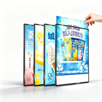 Vente en gros de boîtes lumineuses LED ultra-minces à un seul côté, en verre trempé, avec cadre à clipser, pour affichage de menus