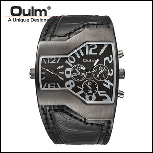 Meilleures montres pour hommes, multi-fuseau horaire, pilote à <span class=keywords><strong>grand</strong></span> visage, Design décontracté, montre-bracelet analogique à Quartz, confortable, bracelet en cuir - Product Image 2