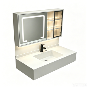 Ensemble <span class=keywords><strong>de</strong></span> meubles <span class=keywords><strong>de</strong></span> <span class=keywords><strong>salle</strong></span> <span class=keywords><strong>de</strong></span> <span class=keywords><strong>bain</strong></span> suspendus <span class=keywords><strong>de</strong></span> luxe avec vasque intégrée et miroir LED – <span class=keywords><strong>Meuble</strong></span>-<span class=keywords><strong>lavabo</strong></span> moderne pour hôtel et maison - Product Image 5