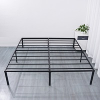 Cadre de lit pliant double en acier, design minimaliste moderne, avec support pliant amovible, options multi-tailles, idéal pour dortoir et chambre à coucher