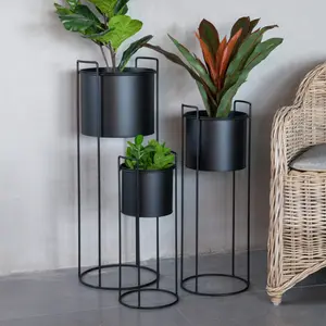创意现代简约黑色金属室内室外植物花盆