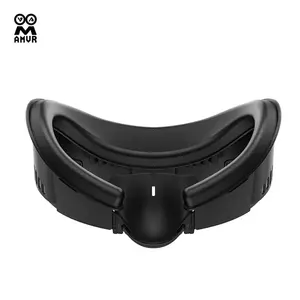 AMVR PU cuero máscara facial cubierta para Meta Quest 3 interfaz Facial hielo seda tela reemplazo almohadilla VR gafas Accesorios