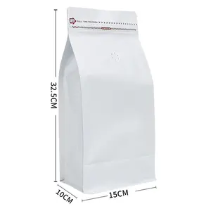 Revestimiento de papel de aluminio de alta barrera de 1kg, bolsas de café de fondo plano con válvula de desgasificación, bolsas de almacenamiento de alimentos con cremallera resellable